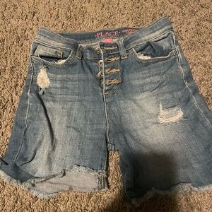 Place Girls' Distressed Blue Denim Shorts